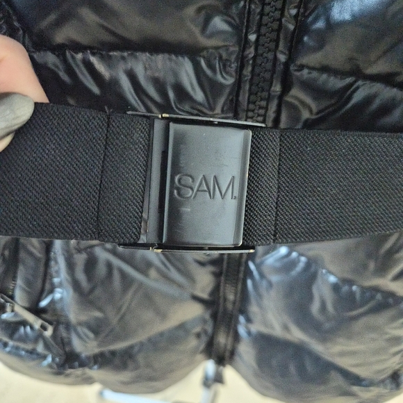SAM Girls Glossy Black PUFFER with Hood And Belt. Outerwear Size 10Y - Picture 5 of 9